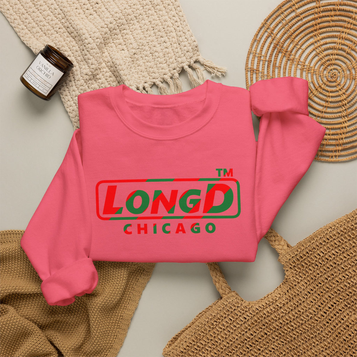 LongD Chicago positive pixel-weighted 6-striped logo (Xmas colors) crewneck sweatshirt