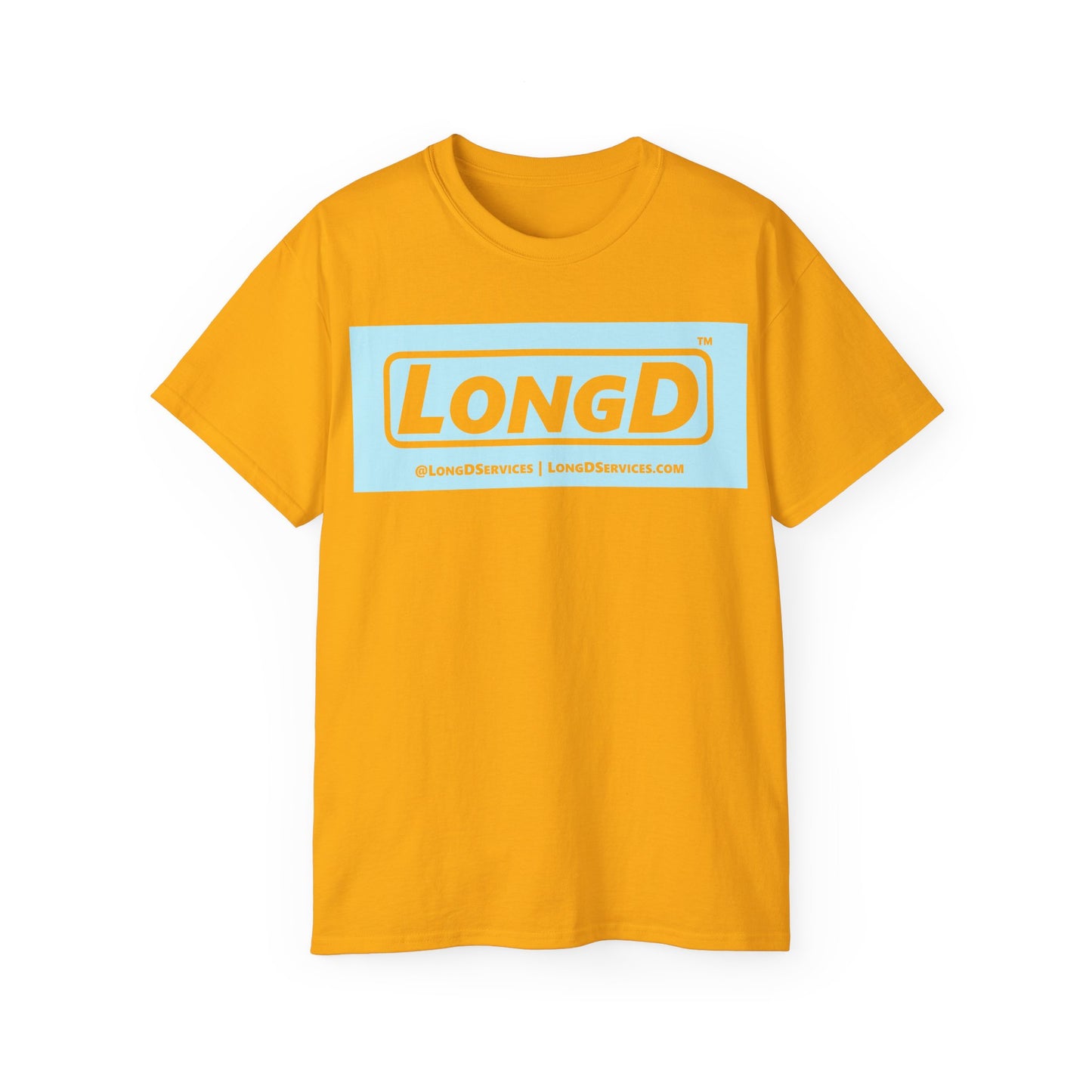 LongD® Logo Cotton Tee (Easter pastel blue in negative text)
