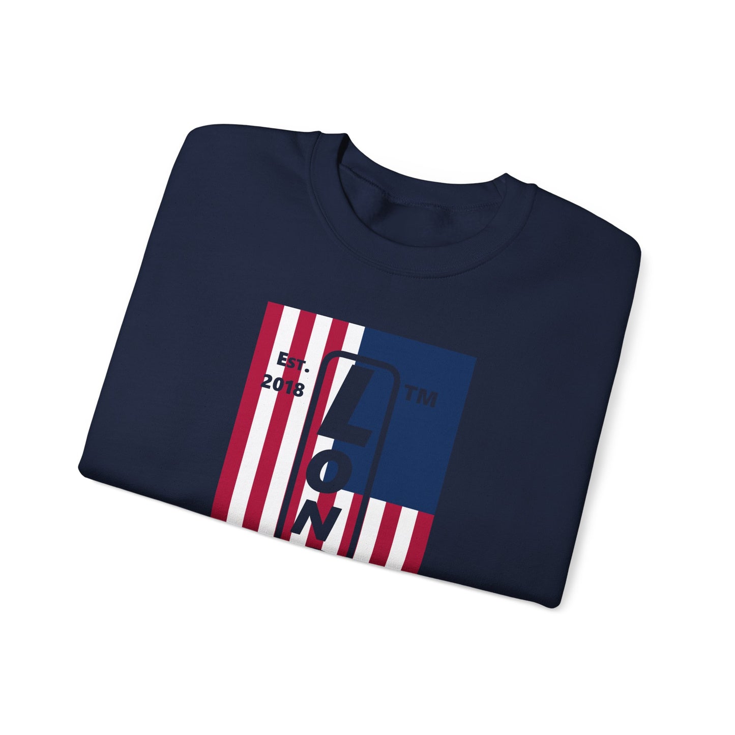 LongD negative flag Chicago logo crewneck sweatshirt (patriotic colors)