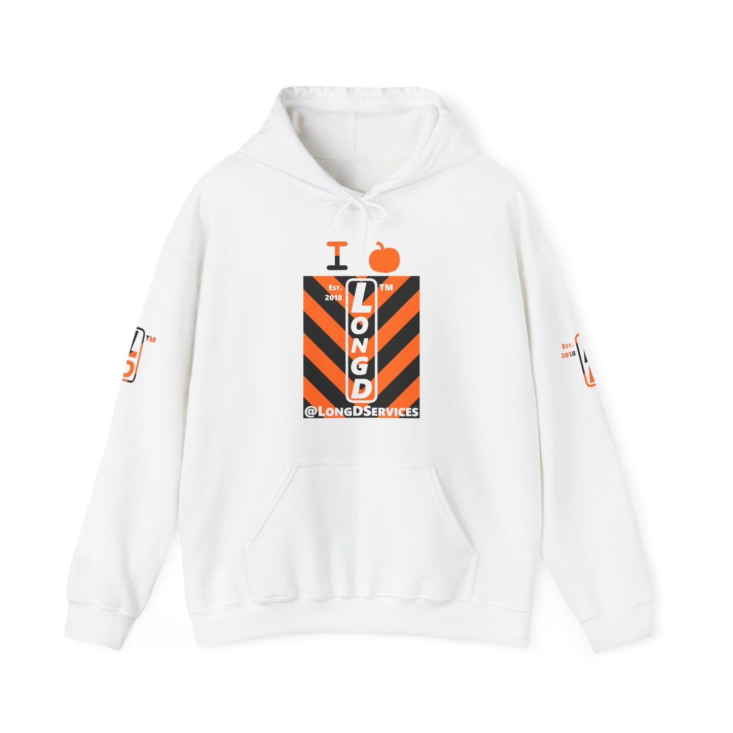 I pumpkin LongD Tag negative upright downward chevron 4-print logo hoodie