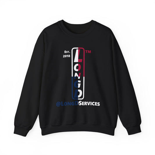 LongD positive quarters tag upright logo crewneck sweatshirt (patriotic colors)