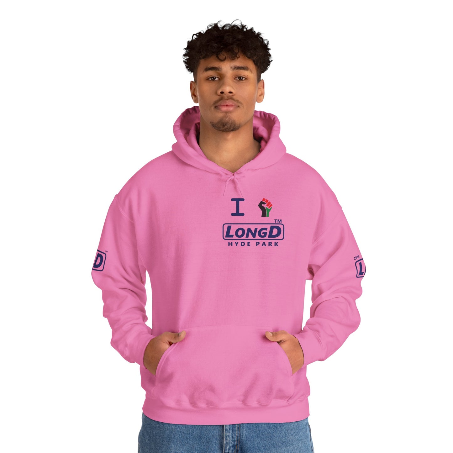 I fist LongD® basic official 4-print single-breasted Hyde Park logo Hoodie (Juneteenth colors)