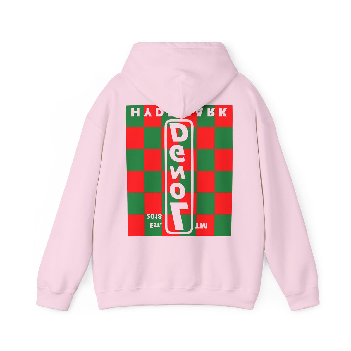 LongD Hyde Park negative upright checkered front-back logo (Xmas colors) hoodie