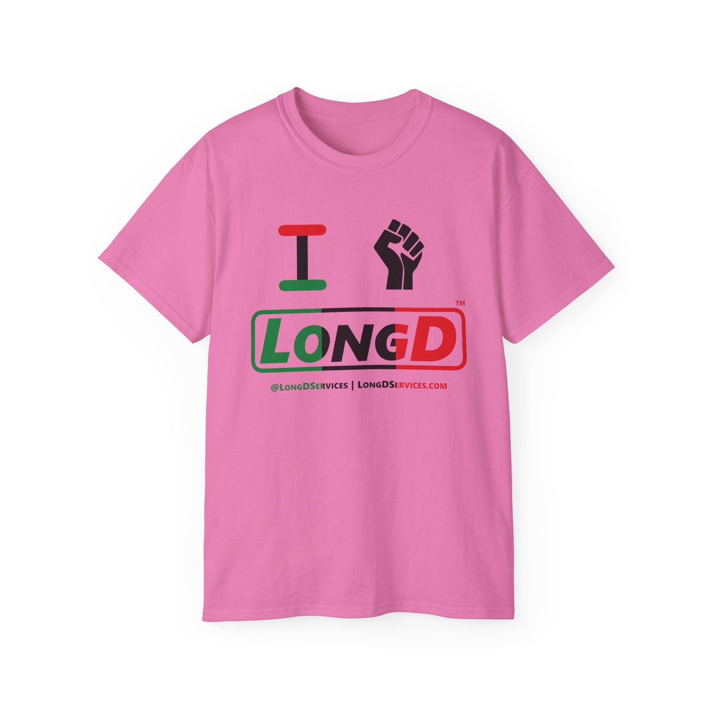 I Fist LongD® Logo Cotton Tee Juneteenth black fist positive thirds text