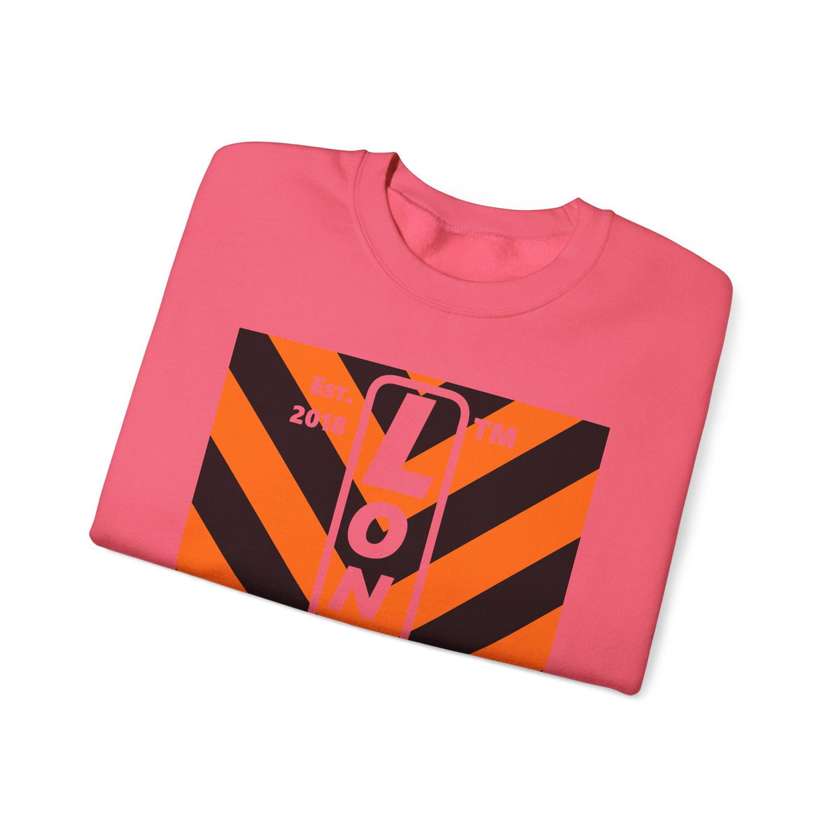 LongD Hyde Park negative upright downward chevron logo (Halloween colors) crewneck sweatshirt