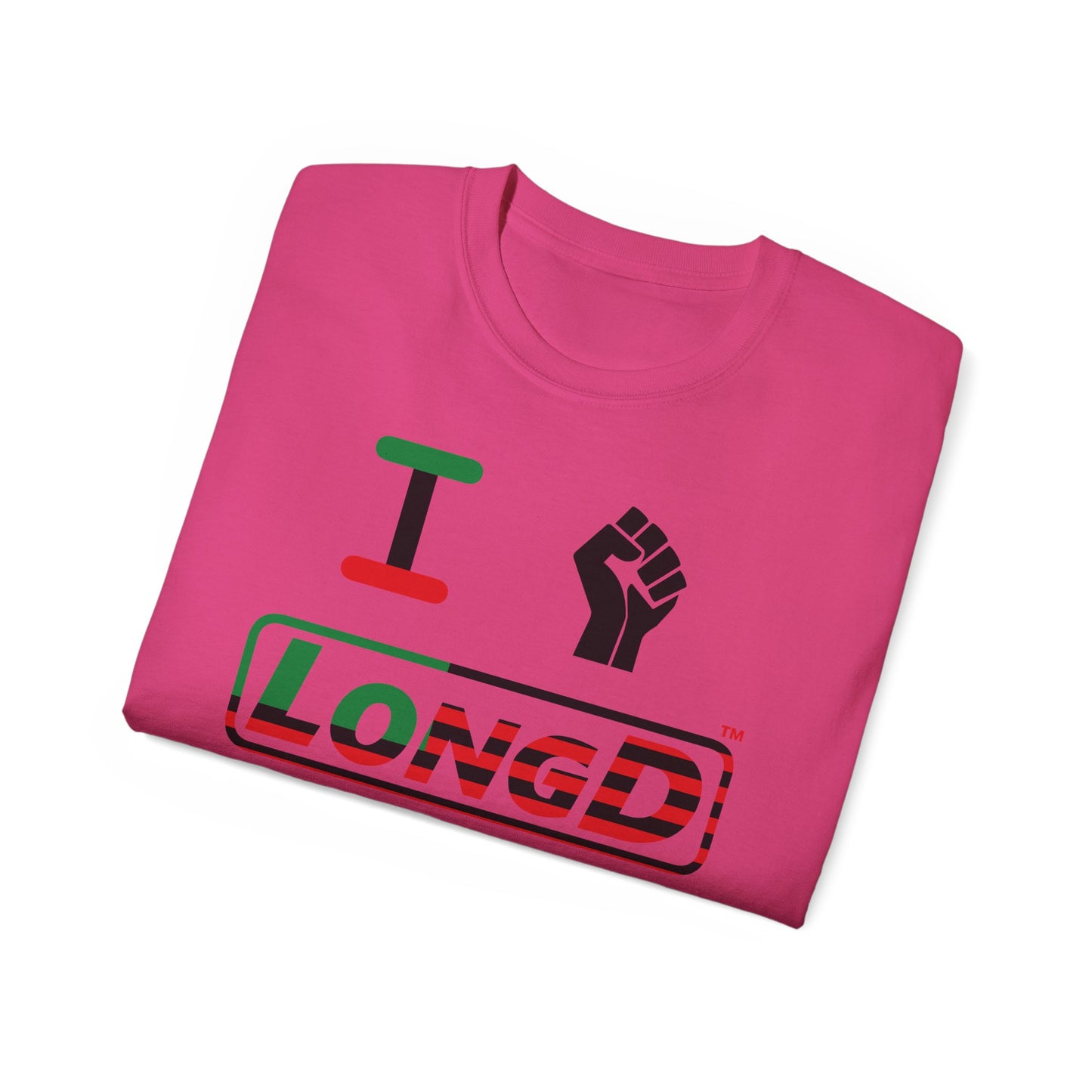 I Fist LongD® Logo Cotton Tee Juneteenth black fist positive flag