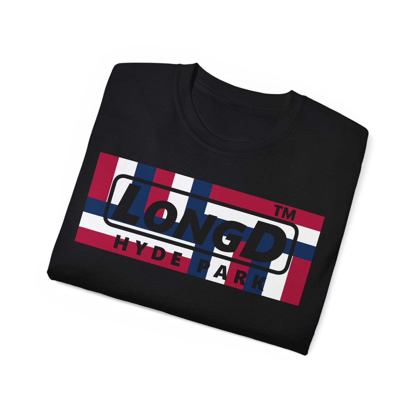 LongD negative modified windmill Hyde Park logo cotton tee (patriotic colors)