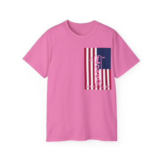 LongD cotton tee negative cropped flag single-breasted front-back Hyde Park upright logo (Patriotic colors)