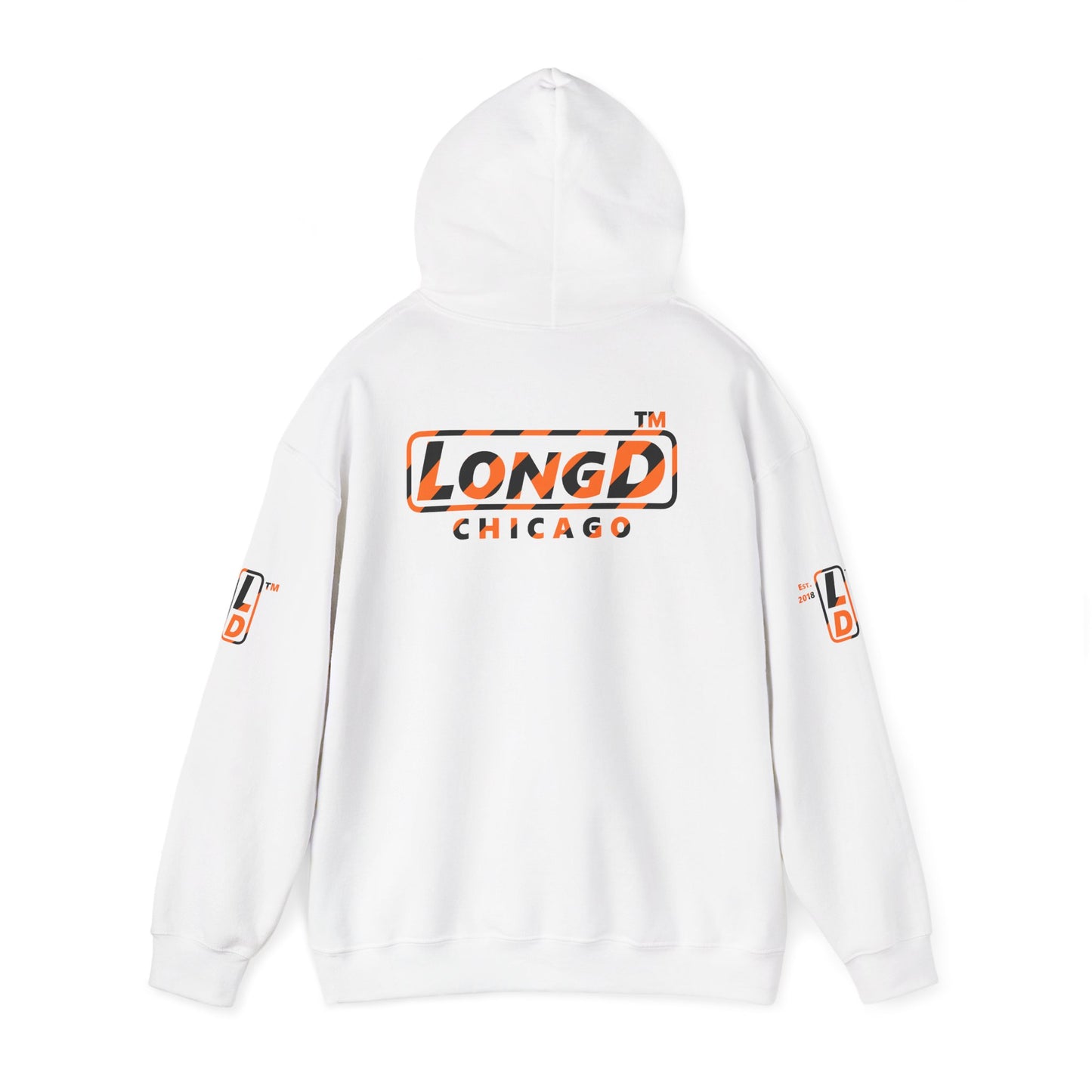 LongD Chicago positive 12-striped 4-print logo (Halloween colors) hoodie