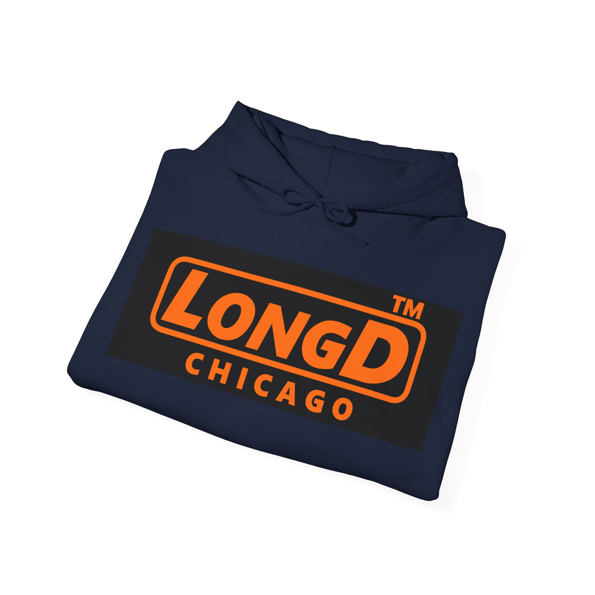LongD Chicago logo orange (FE7518) on Black (000000) (Halloween colors) hoodie
