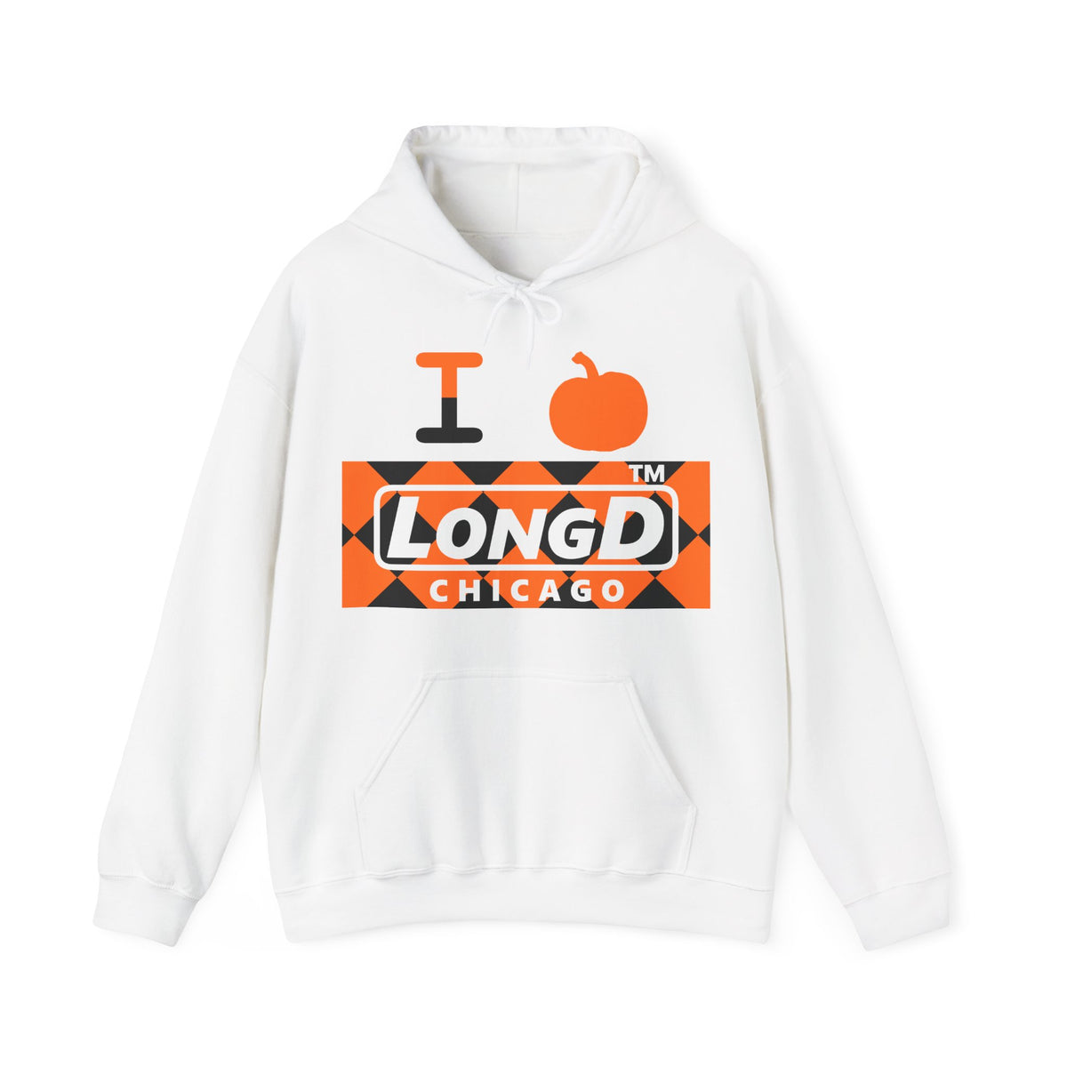 I pumpkin LongD Chicago negative argyle logo hoodie