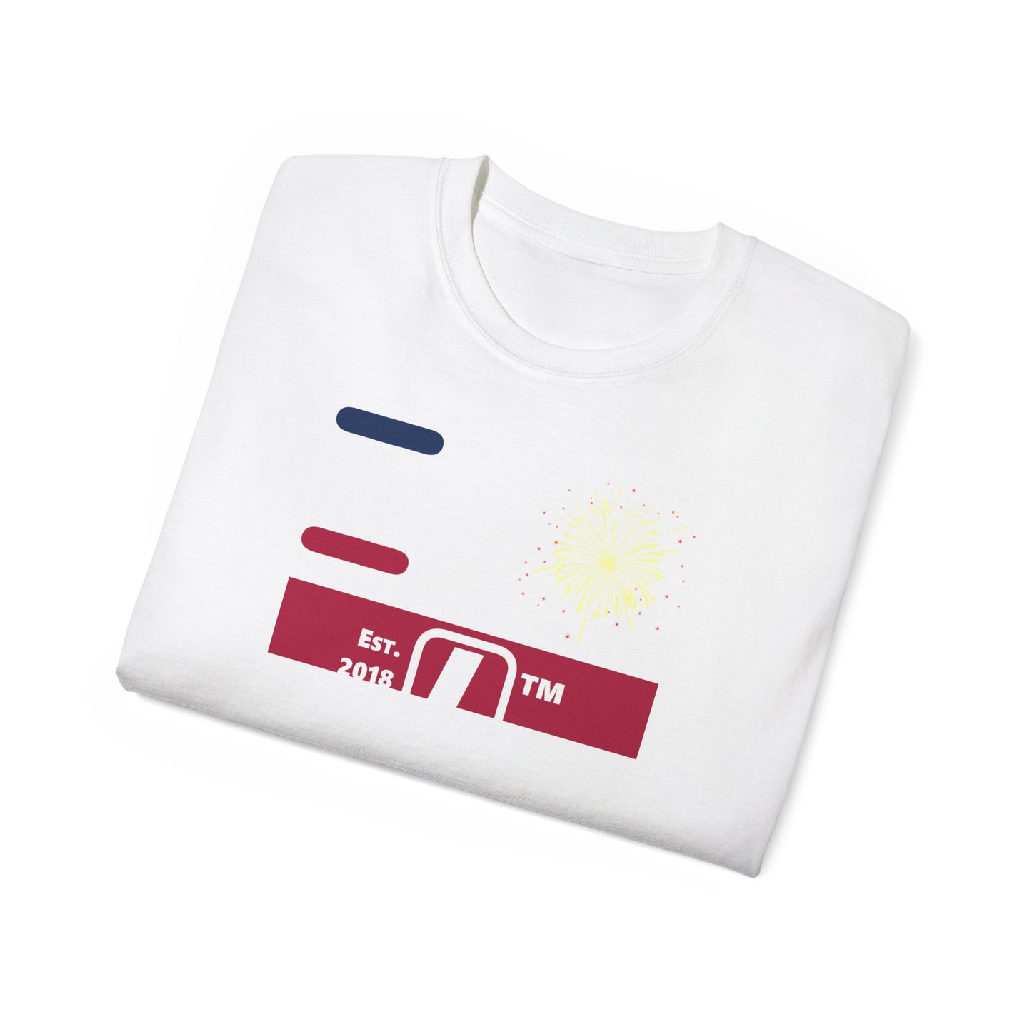 I Burst LongD cotton tee negative horizontal 6-striped Chicago upright logo (Patriotic colors)