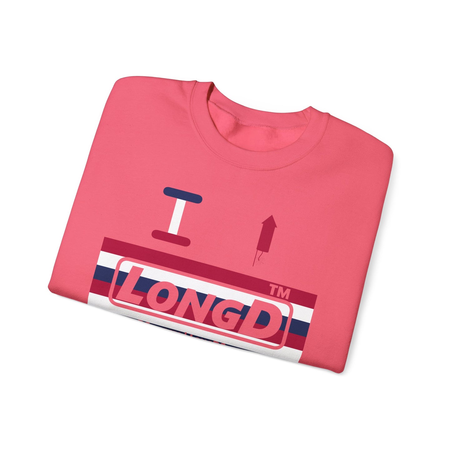 I firecracker LongD negative horizontal 6-striped tag-domain logo crewneck sweatshirt