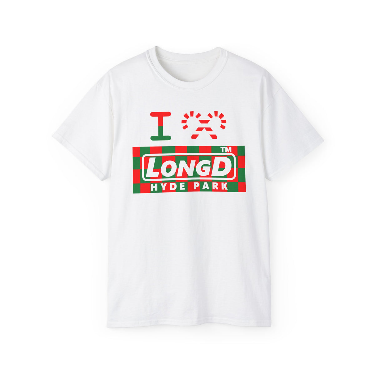 I candy cane LongD Hyde Park negative checkered logo cotton tee