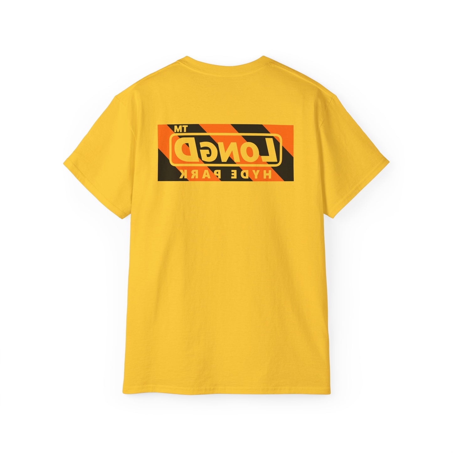 LongD Hyde Park negative diagonal 6-striped front-back logo (Halloween colors) cotton tee