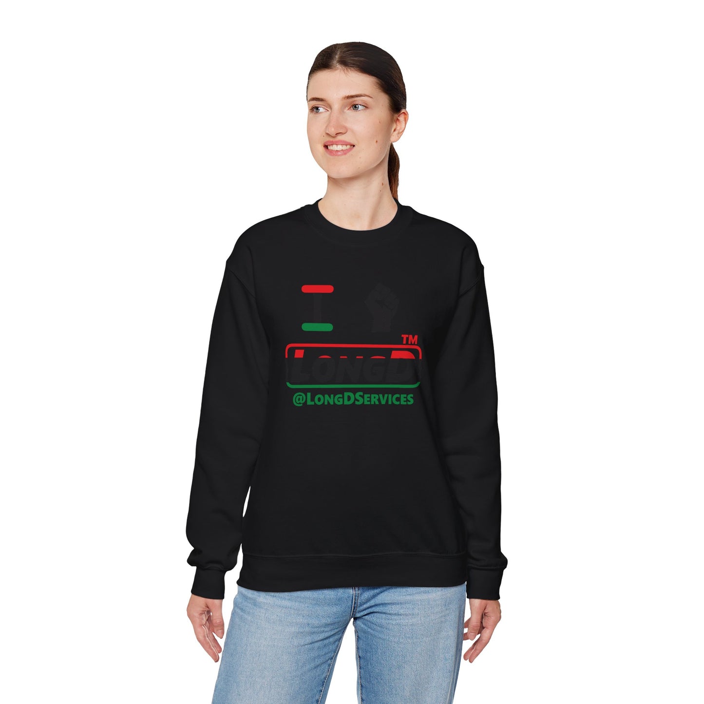 I fist LongD positive horizontal 3-striped tag logo crewneck sweatshirt