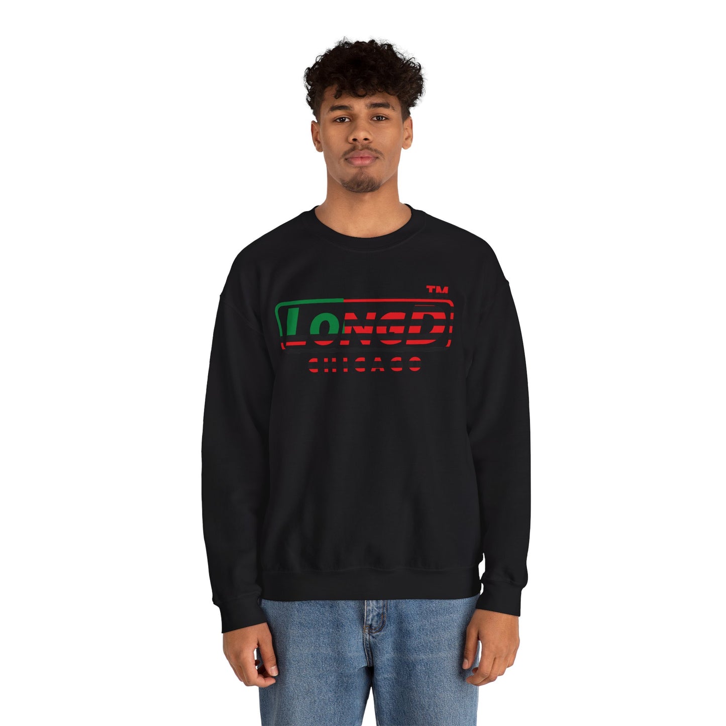 LongD positive flag Chicago logo crewneck sweatshirt (Juneteenth colors)