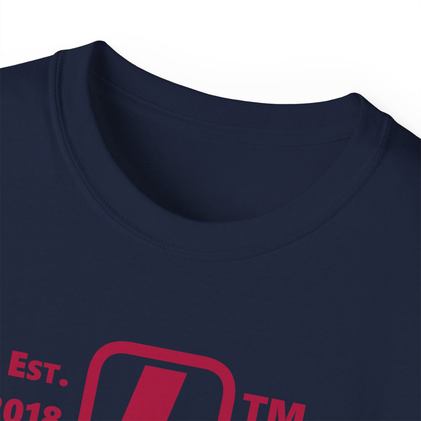 LongD cotton tee positive horizontal 6-striped Hyde Park upright logo (Patriotic colors)