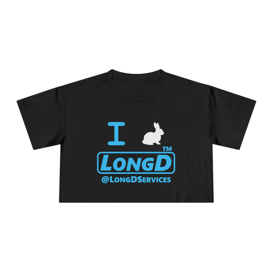 I Bunny LongD positive turquoise Tag Logo Crop Tee