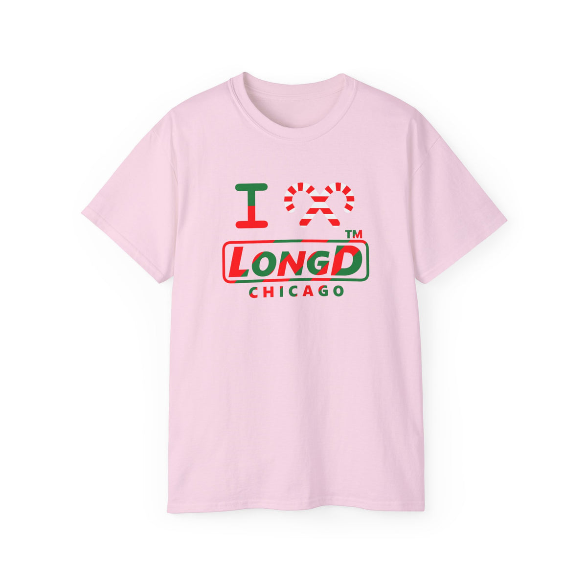 I candy cane LongD Chicago positive pixel-weighted 6-striped logo cotton tee