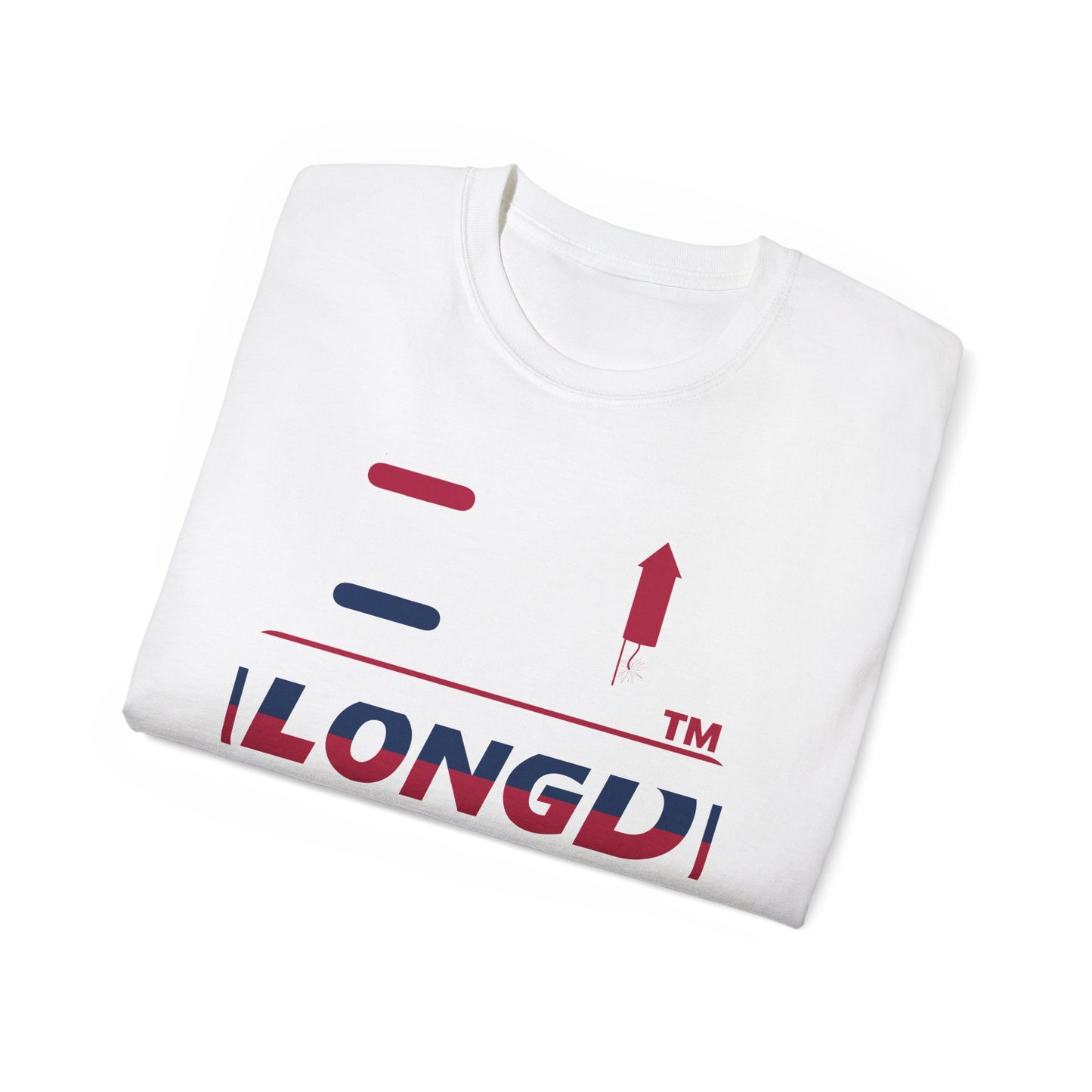 I firecracker LongD positive horizontal 6-striped tag-domain logo cotton tee