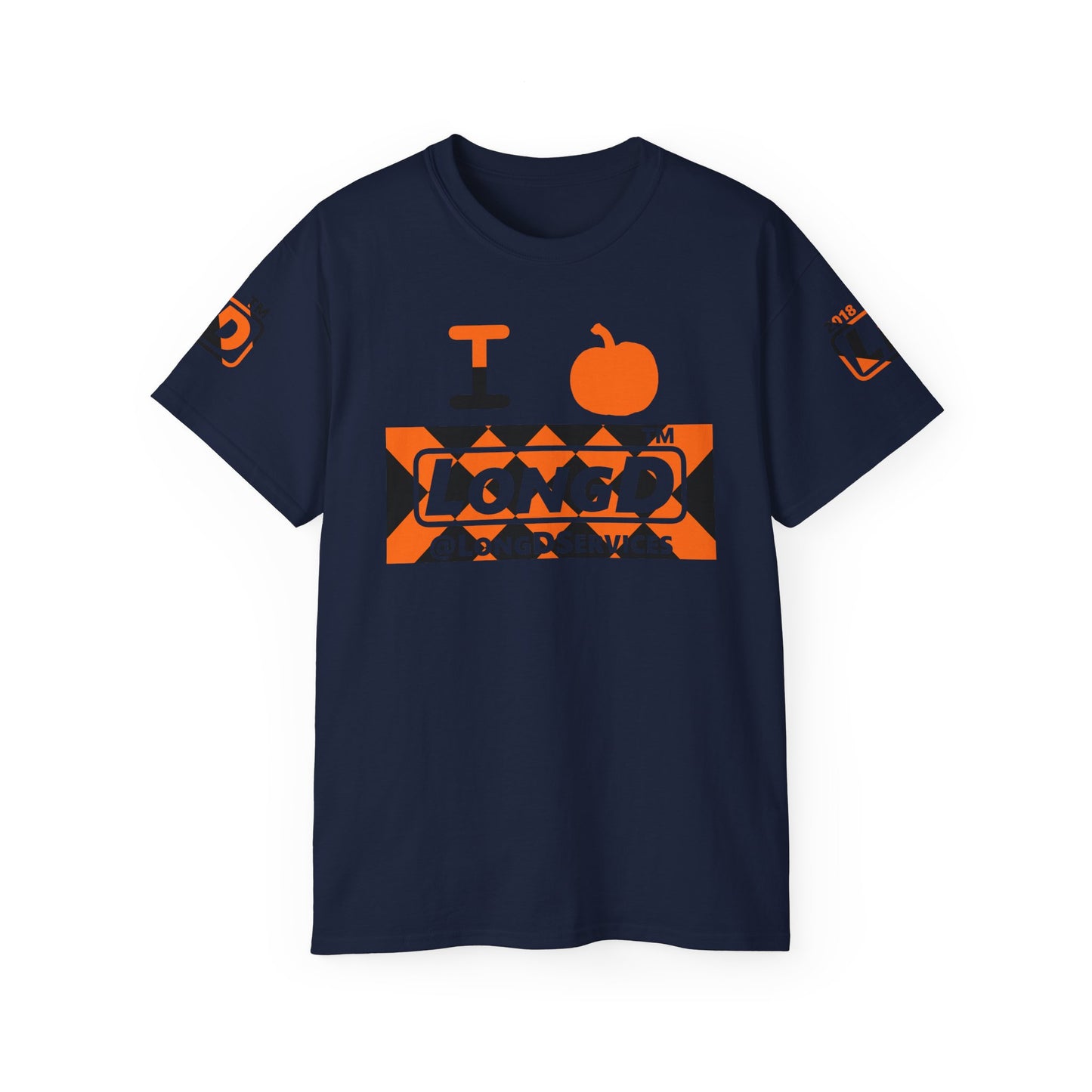 I pumpkin LongD Tag negative stylized argyle 4-print logo cotton tee