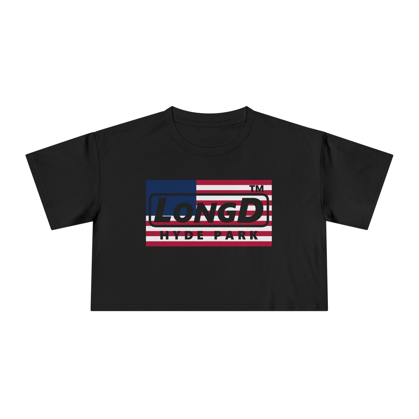 LongD negative flag Hyde Park Logo Crop Tee (Patriotic colors)