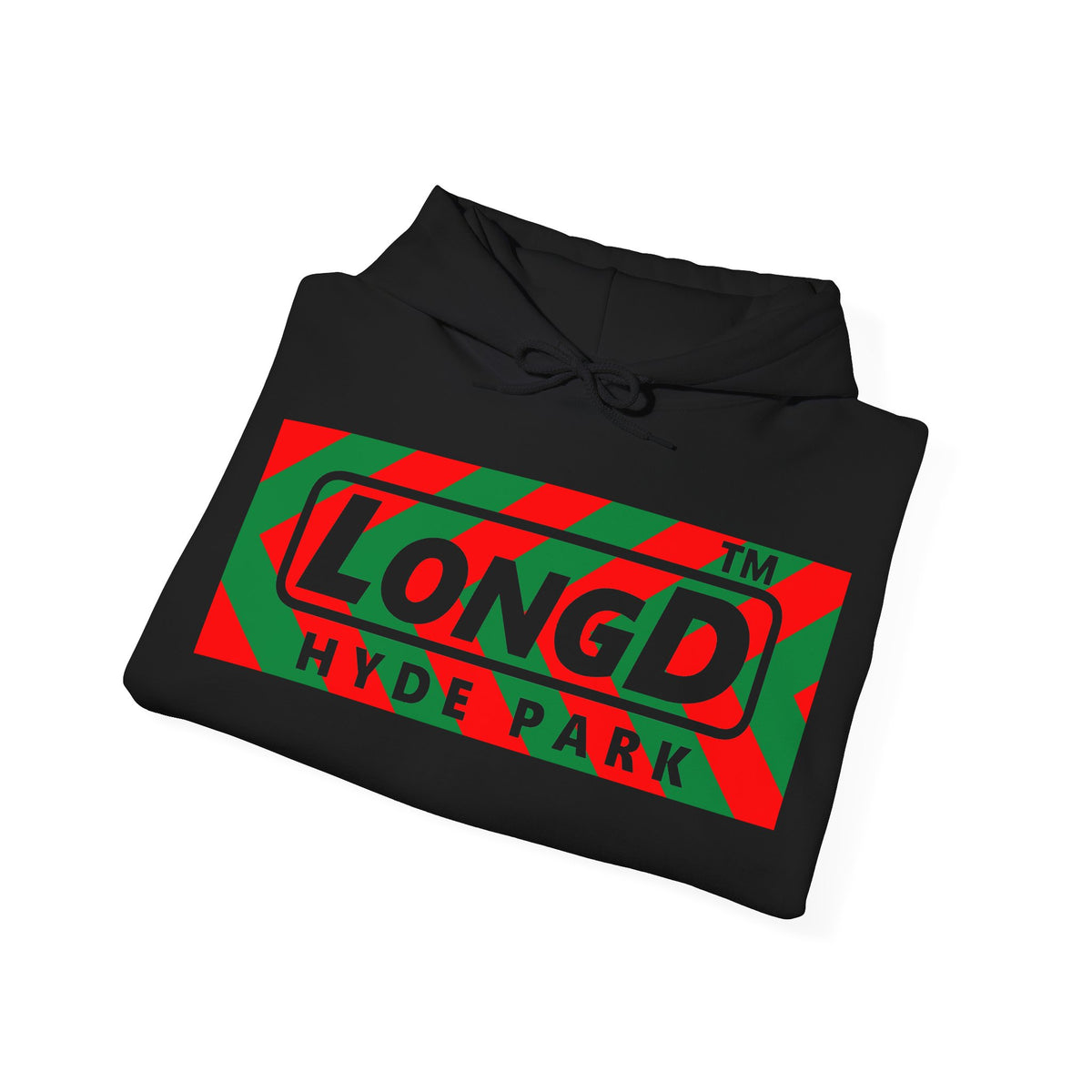 LongD Hyde Park negative leftward chevron logo (Xmas colors) hoodie