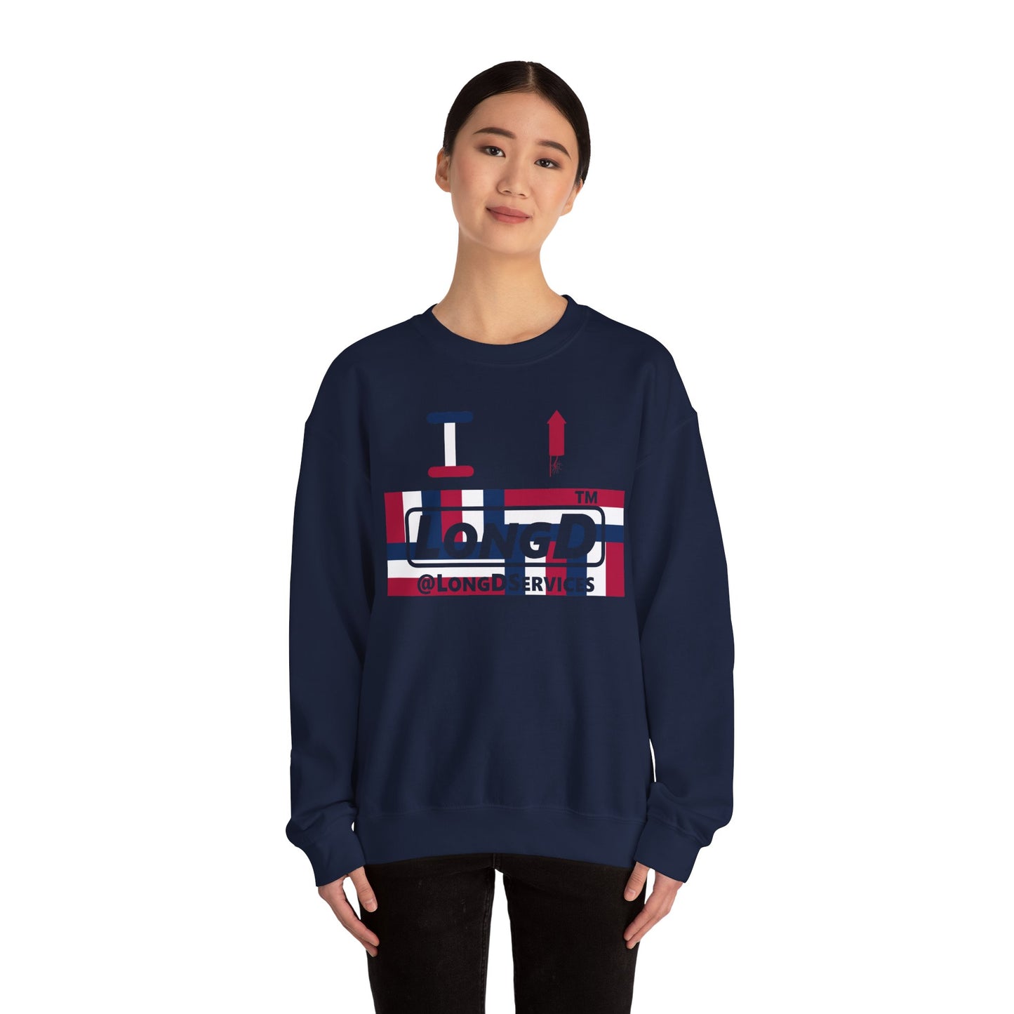 I firecracker LongD negative modified windmill tag logo crewneck sweatshirt