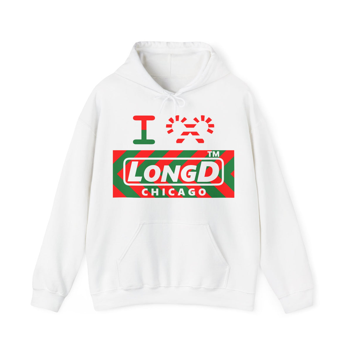 I candy cane LongD Chicago negative leftward chevron logo hoodie