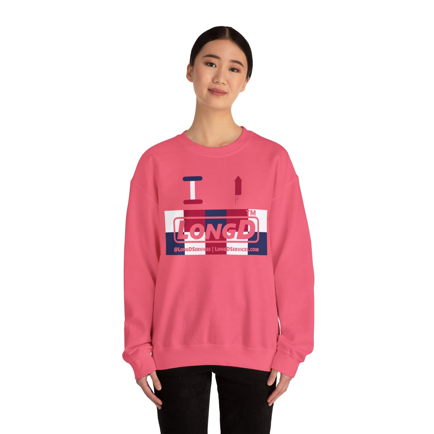I firecracker LongD negative 2x5 tag-domain logo crewneck sweatshirt