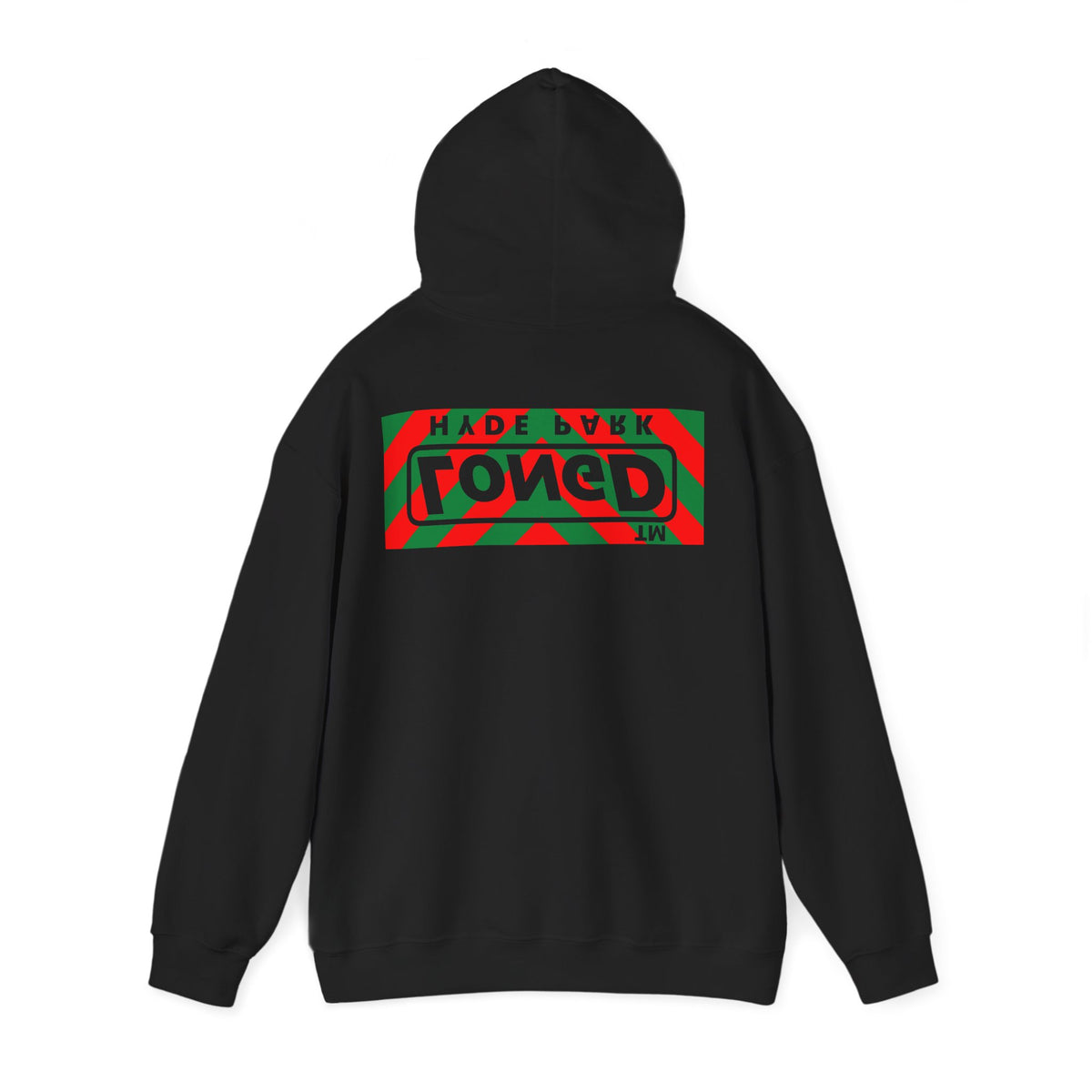 LongD Hyde Park negative downward chevron front-back logo (Xmas colors) hoodie