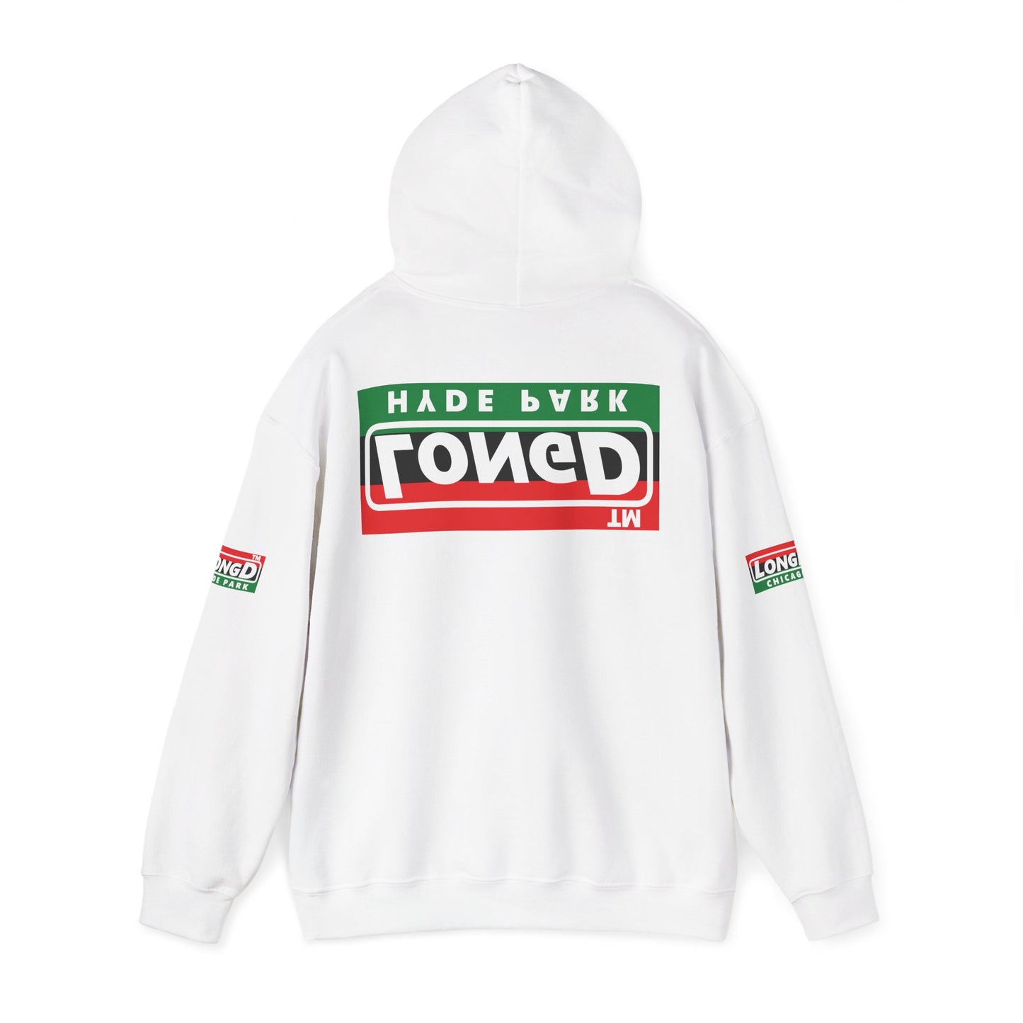 LongD® basic official Hyde Park 4-print flipped-back logo Hoodie (Juneteenth colors)