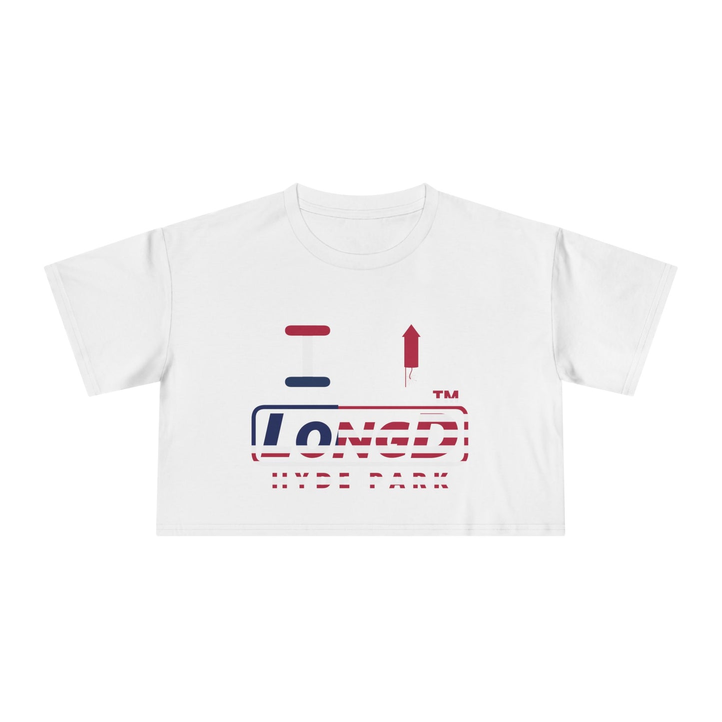 I firecracker LongD positive flag Hyde Park Logo Crop Tee (Patriotic colors)