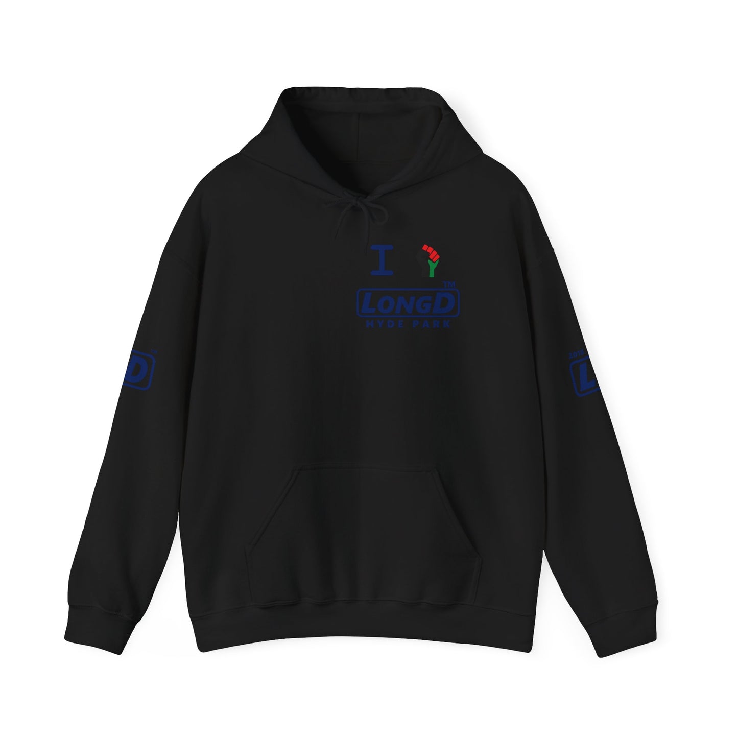 I fist LongD® basic official 4-print single-breasted Hyde Park logo Hoodie (Juneteenth colors)