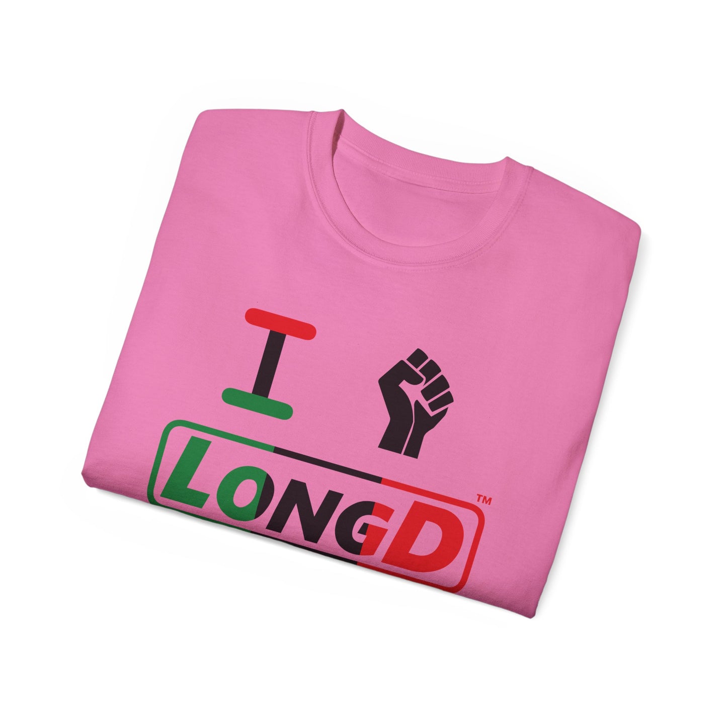 I Fist LongD® Logo Cotton Tee Juneteenth black fist positive thirds text