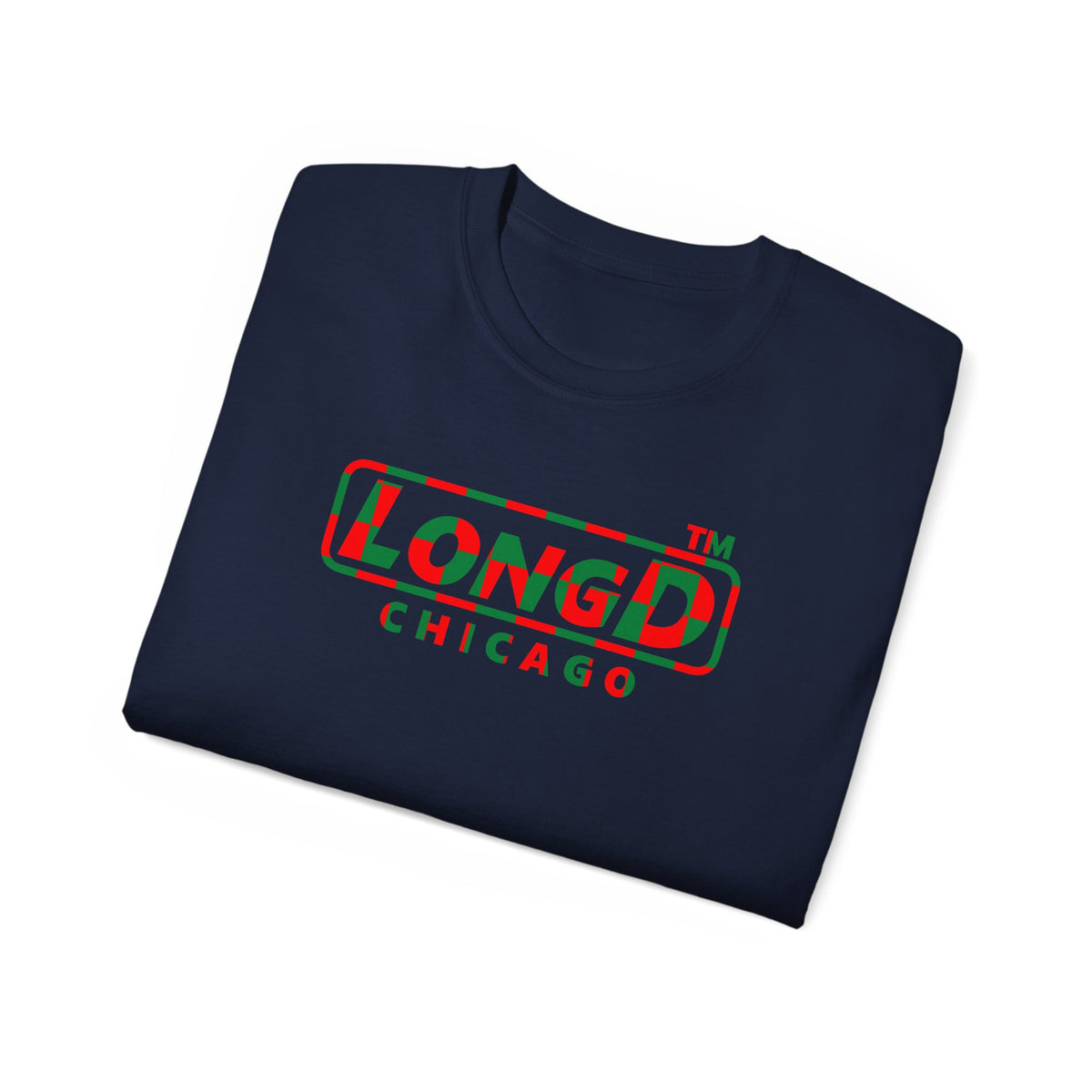 LongD Chicago positive checkered 4-print logo (Xmas colors) cotton tee