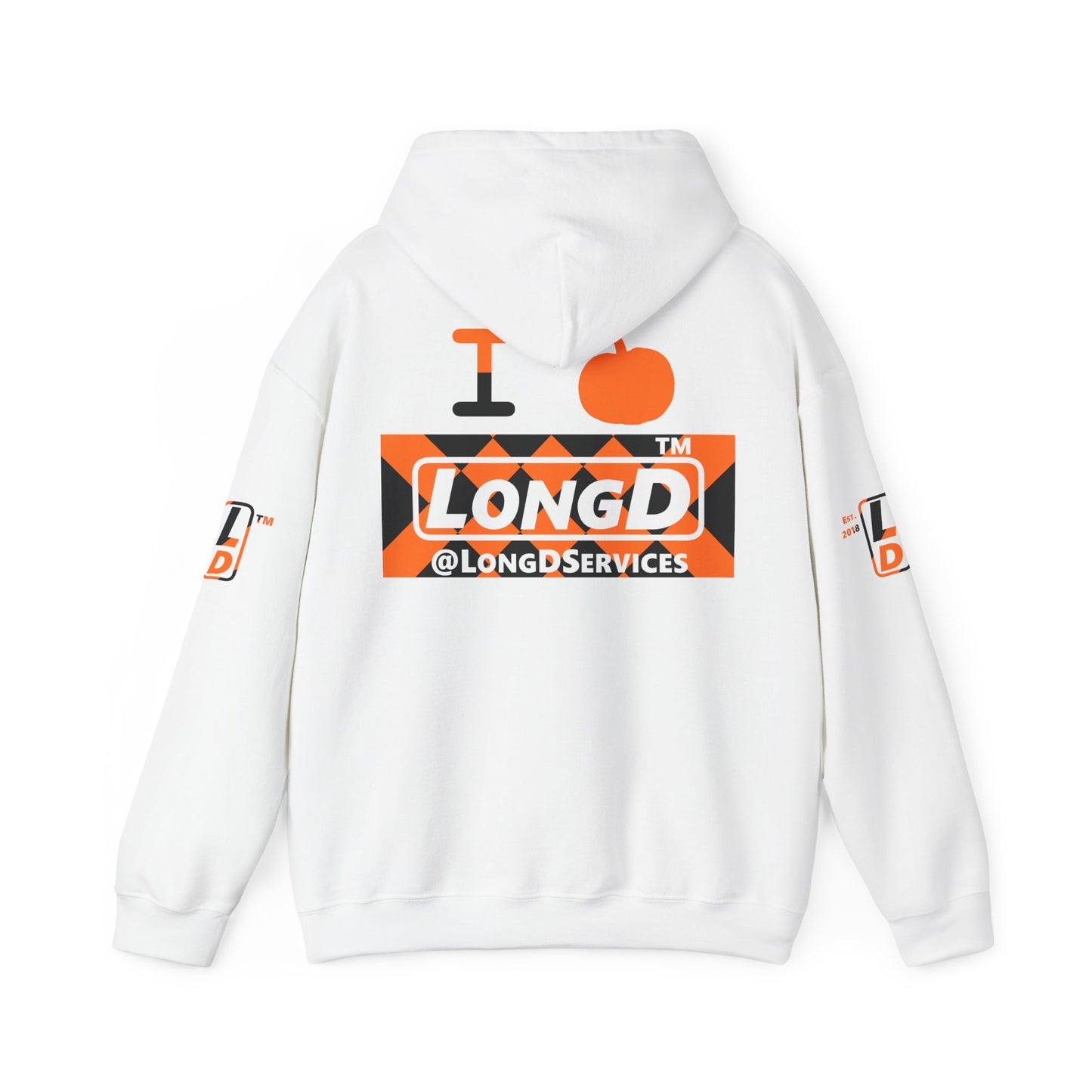 I pumpkin LongD Tag negative stylized argyle 4-print logo hoodie