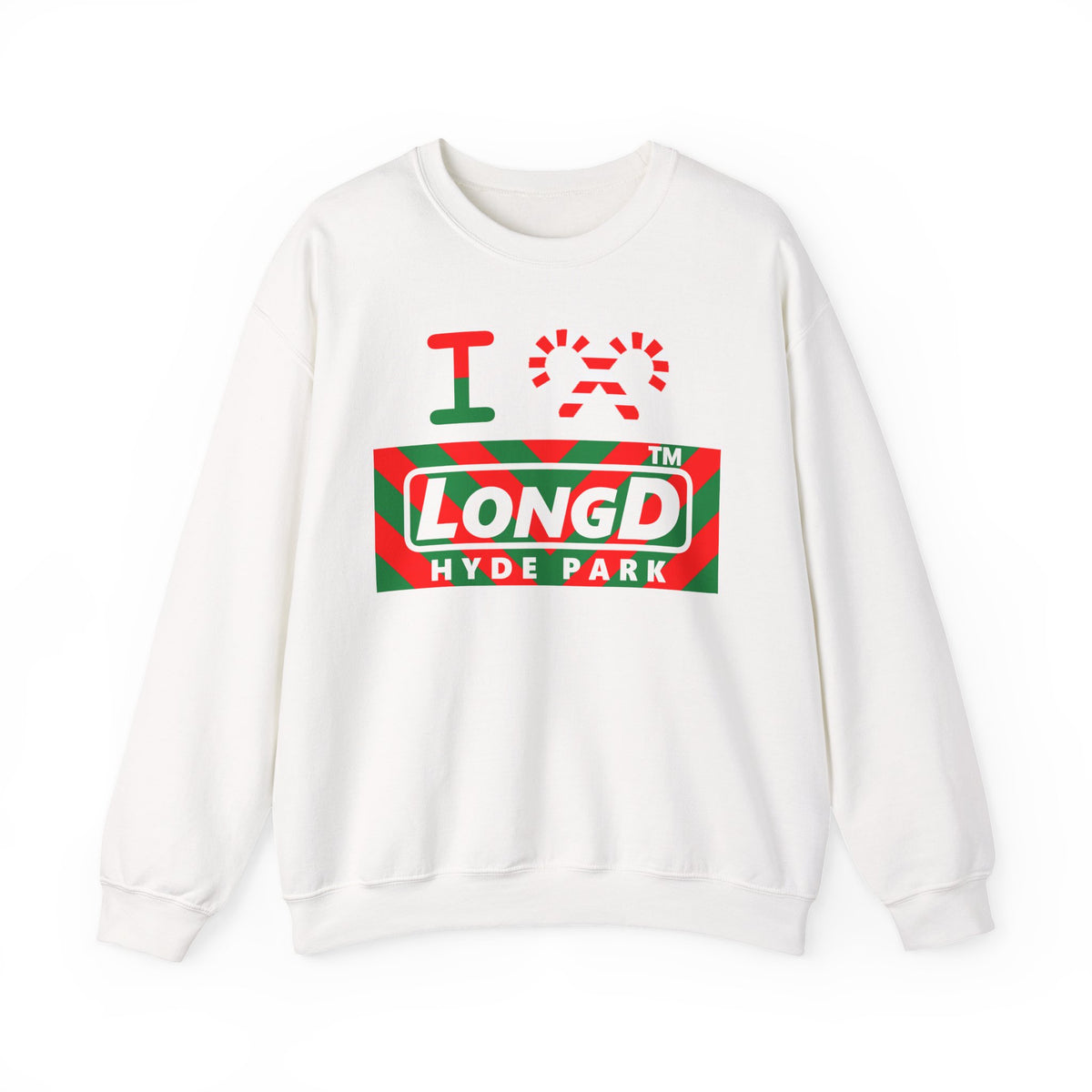 I candy cane LongD Hyde Park negative downward chevron logo crewneck sweatshirt