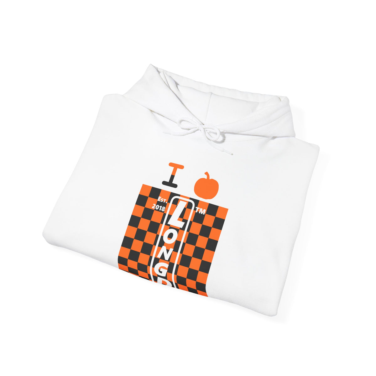 I pumpkin LongD Tag negative upright checkered logo hoodie