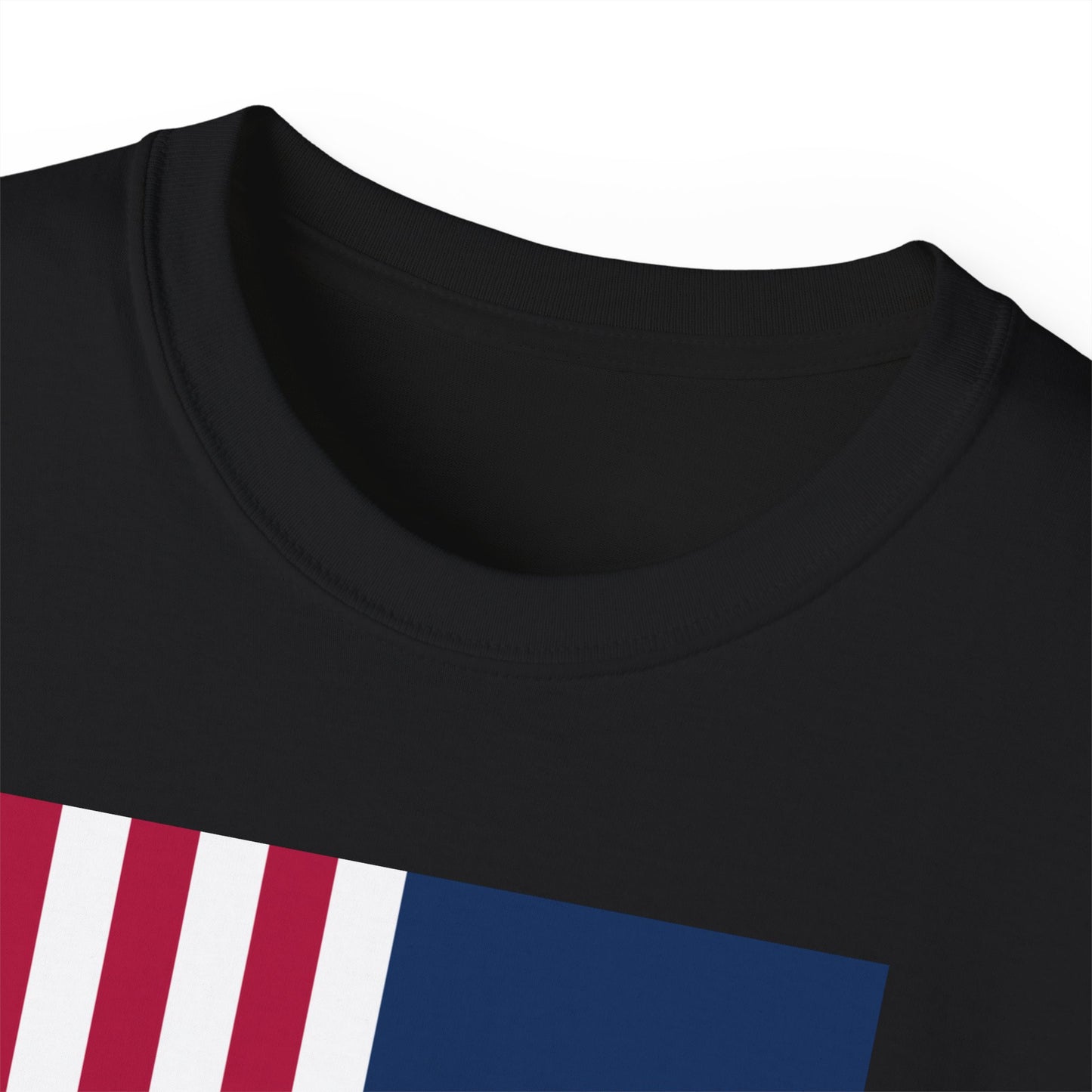 LongD® Logo Cotton Tee Red, White and Blue portrait (official proportions) flag negative text