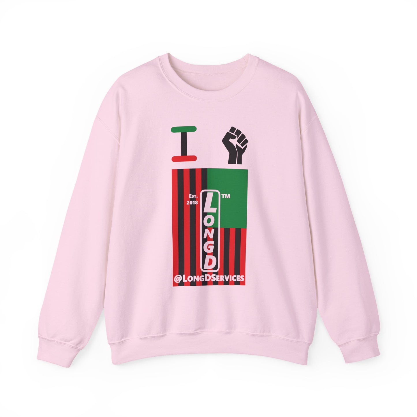 I Fist LongD negative flag tag upright logo crewneck sweatshirt
