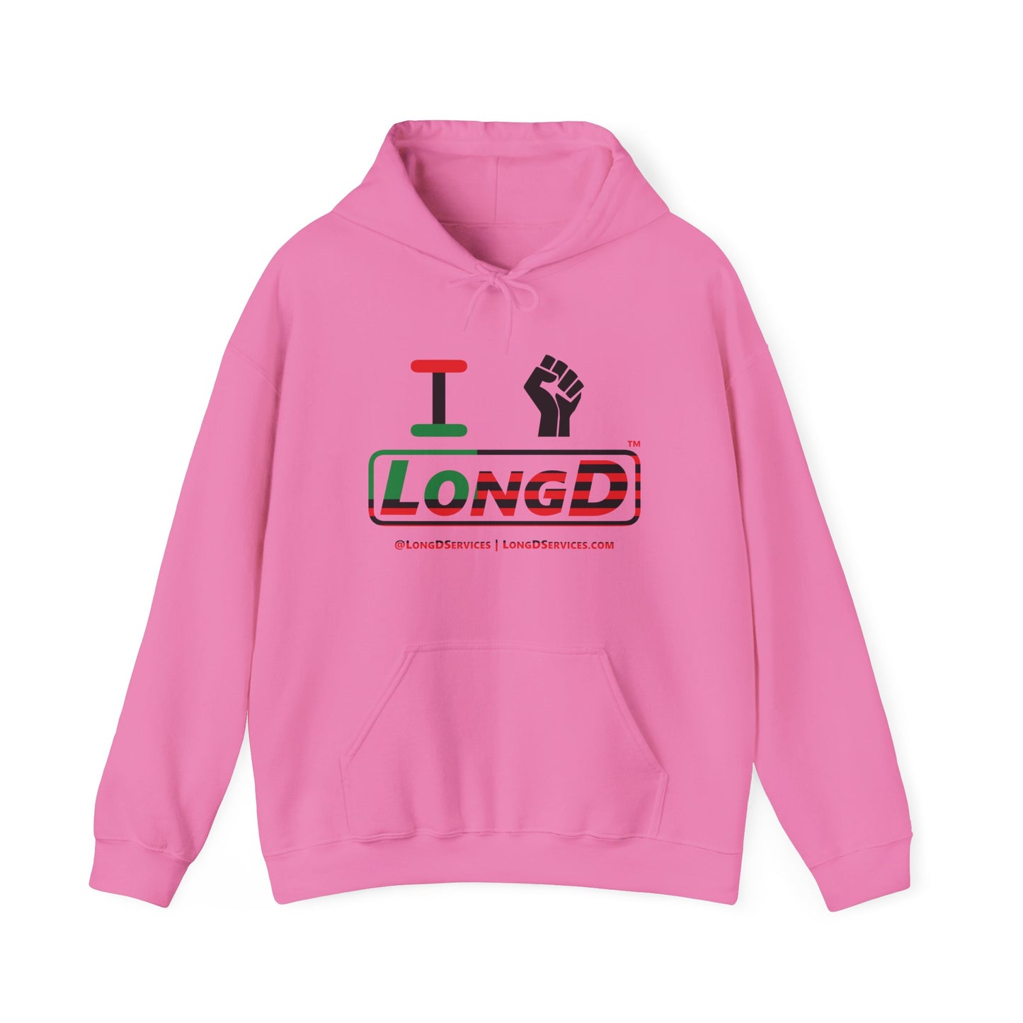 I Fist LongD® Logo Hoodie with Juneteenth black fist positive flag
