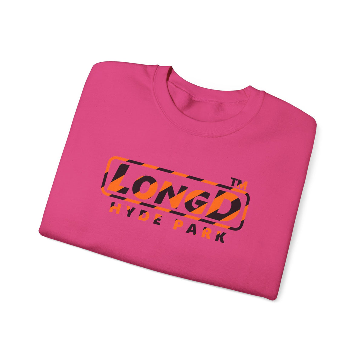 LongD Hyde Park positive 12-striped 4-print logo (Halloween colors) crewneck sweatshirt