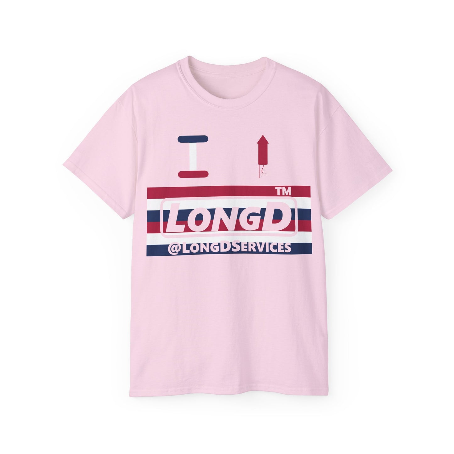I firecracker LongD negative horizontal 6-striped tag logo cotton tee