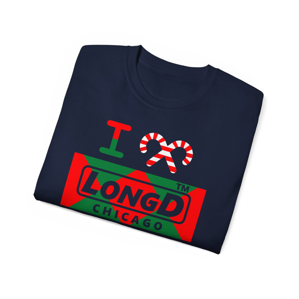 I candy cane LongD Chicago negative big argyle logo cotton tee