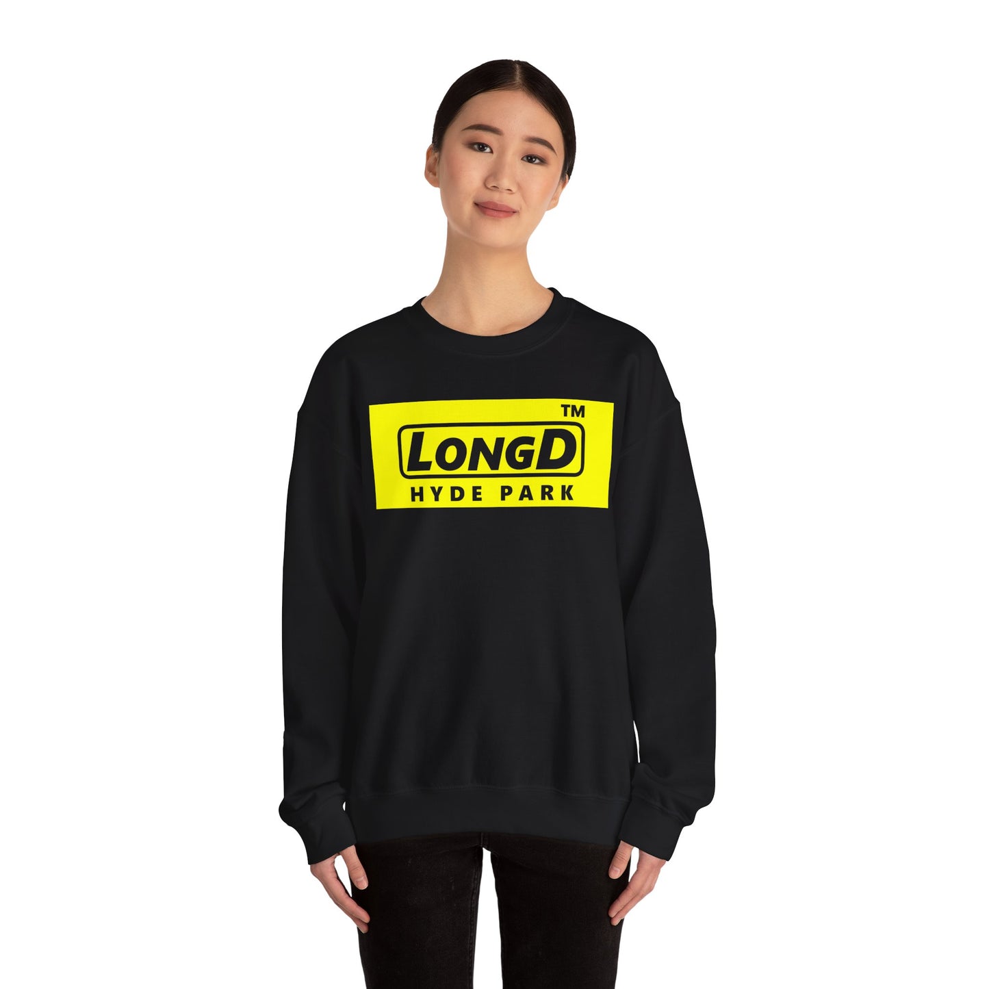 LongD negative reverse Hyde Park logo crewneck sweatshirt