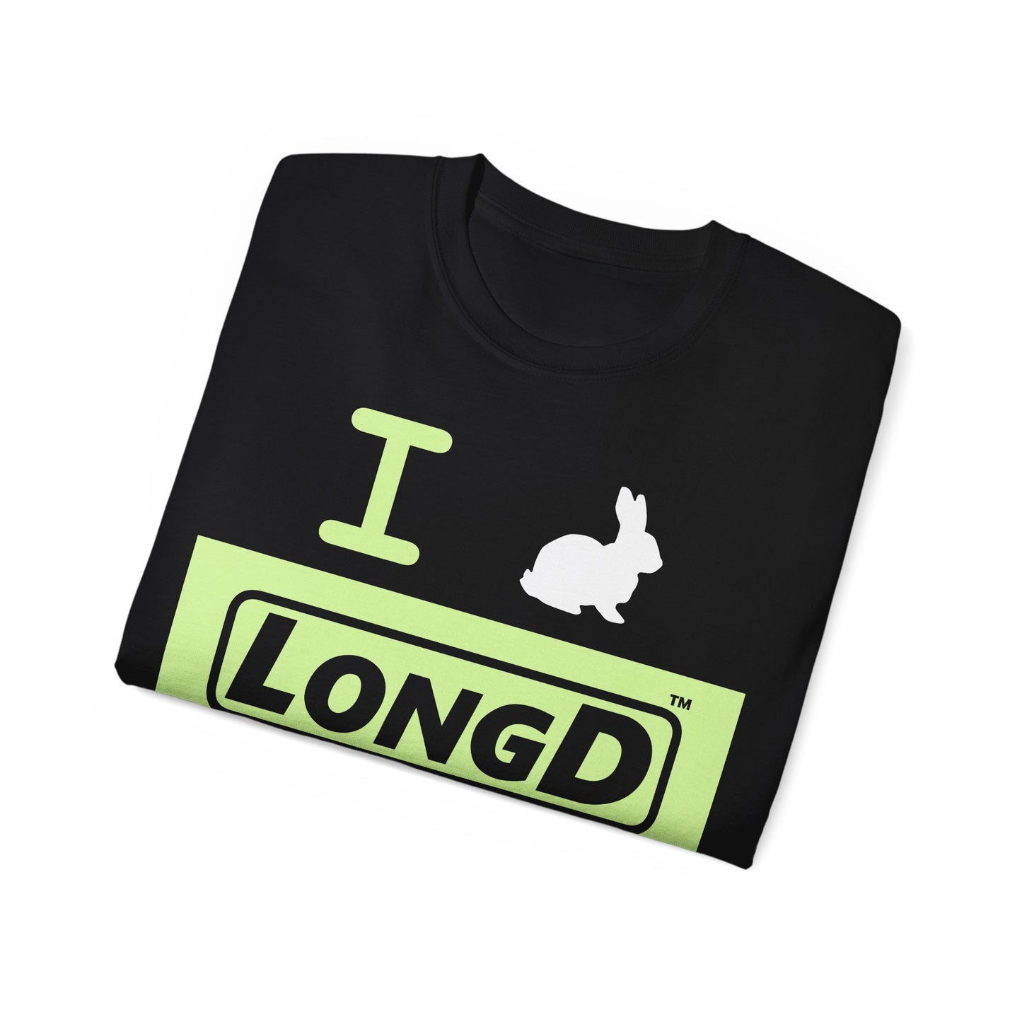 I Bunny LongD® Logo Cotton Tee Easter pastel green negative text (white Easter Bunny)