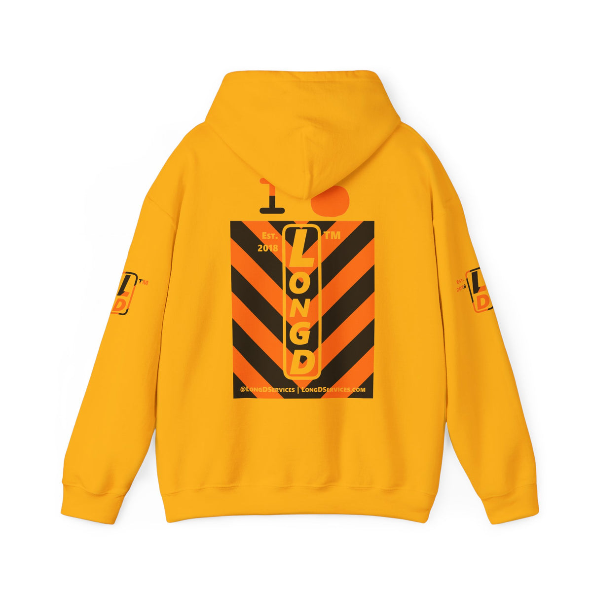 I pumpkin LongD Tag-domain negative upright downward chevron 4-print logo hoodie