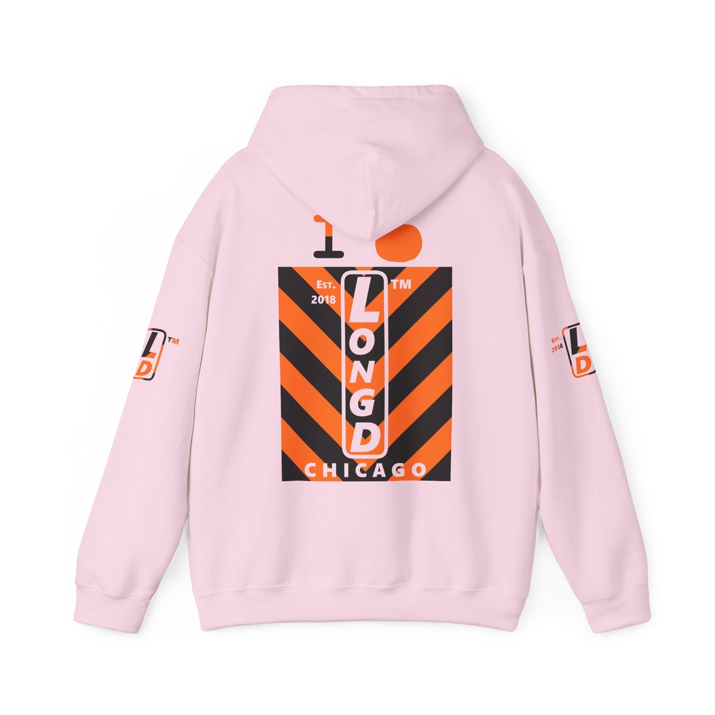 I pumpkin LongD Chicago negative upright downward chevron 4-print logo hoodie
